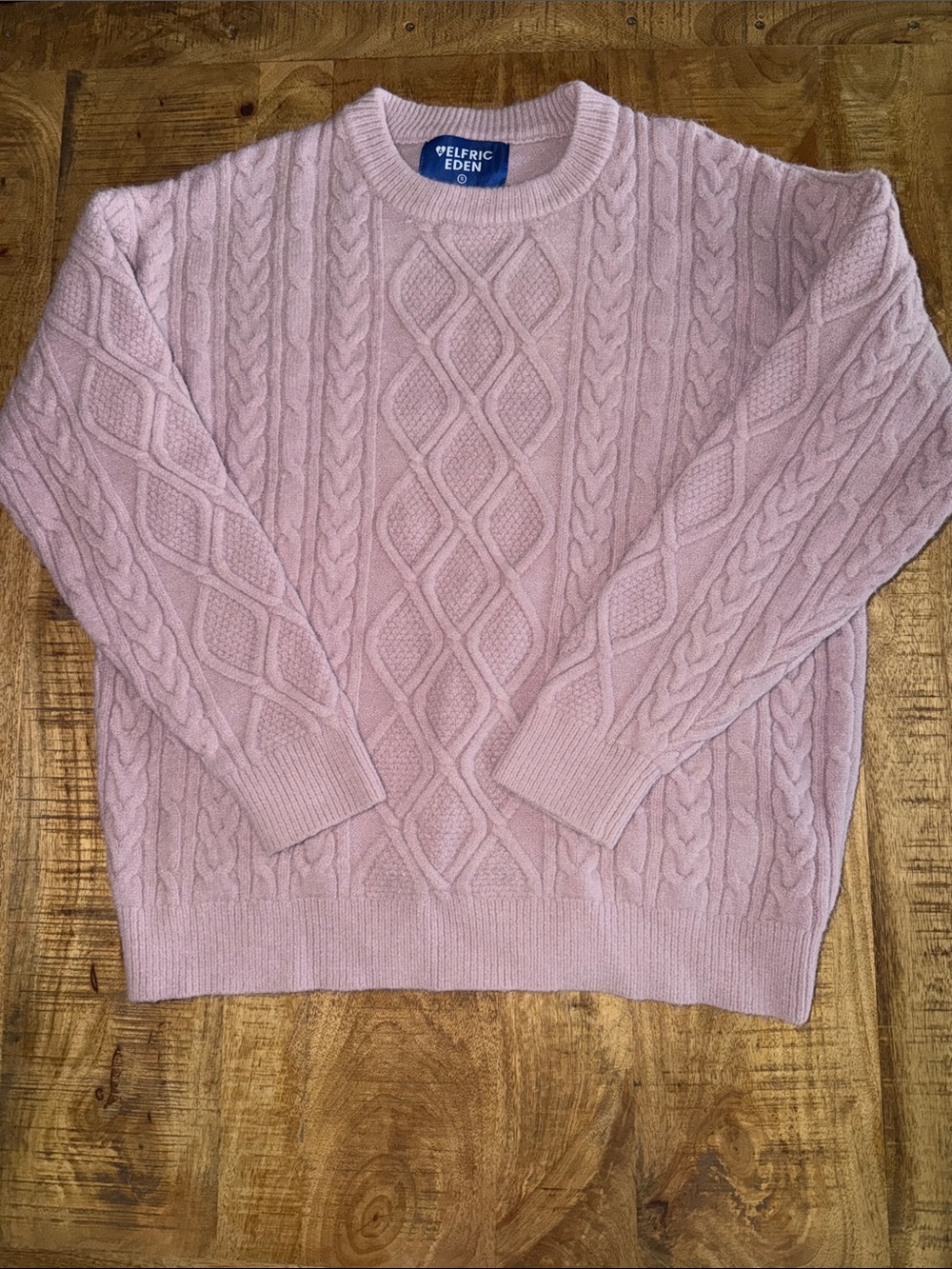 Aelfric Eden Men's Soft Pink Cable Crewneck Sweater